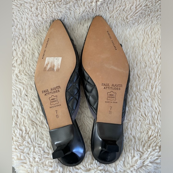 Paul Mayer Attitudes quilted kitten heel cap toe mule, NWT - Picture 2 of 3